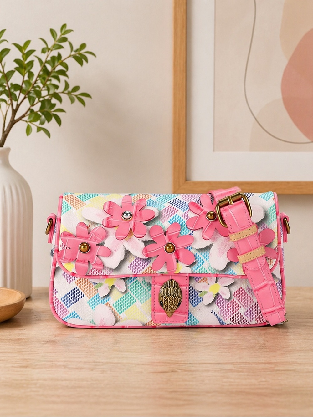 🌸Kurt Geiger London Camden Flap Flower Shoulder/Crossbody Bag